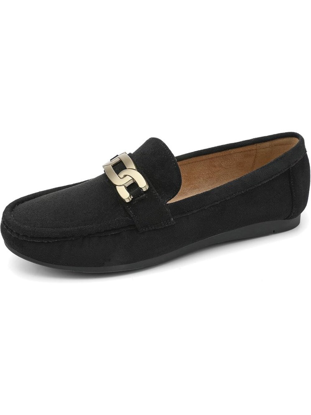 🆕Women's Dark Black Faux Suede Comfortable Loafers Classic Business Casual